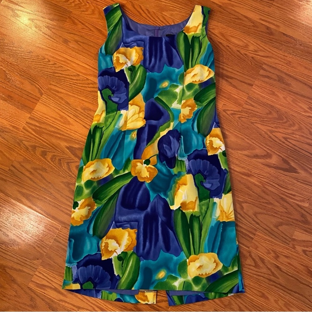 Vintage 90’s Y2K Floral Watercolor Tropical Sleeveless Dress